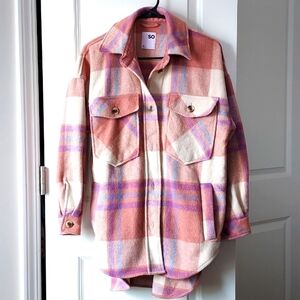 So, teddy jacket button-up xs purple blue peach